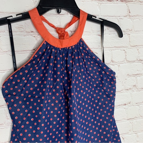 Marc Jacobs Womens Blue Polka Dot 100% Silk Halter Top Size XS/ S - Picture 2 of 7